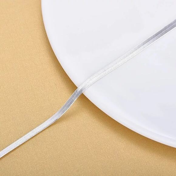 Silver Snake Chain Herringbone Anklet Minimalist Bohemian Ankle Bracelet NWT - Picture 8 of 8